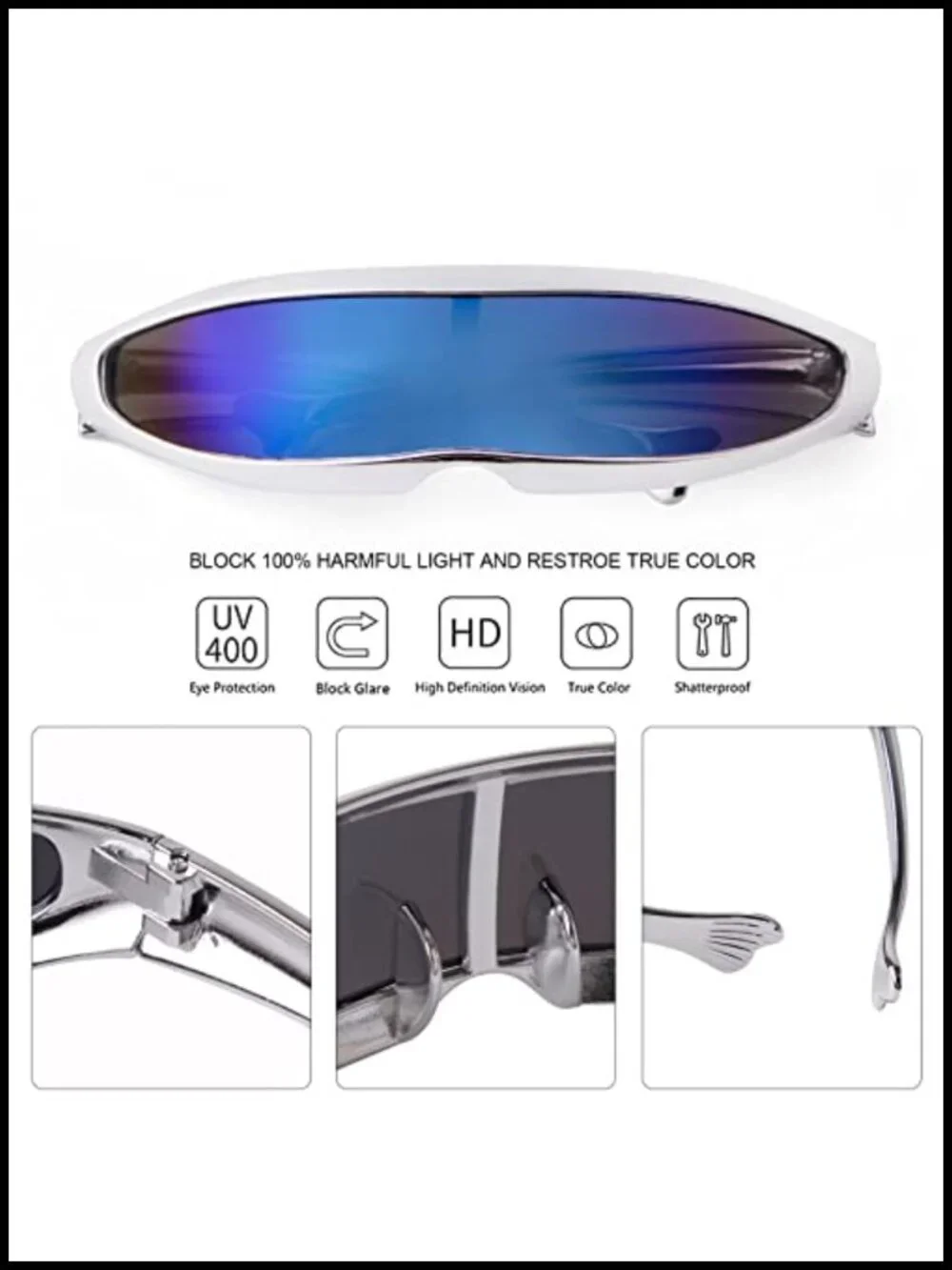Futuristic Narrow Sunglasses Robot Space Rave Party Cosplay Cyberpunk Visor